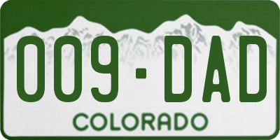 CO license plate 009DAD