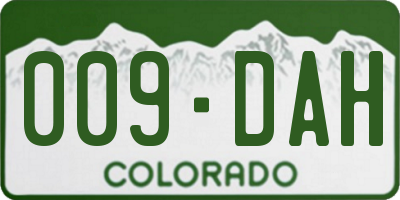 CO license plate 009DAH