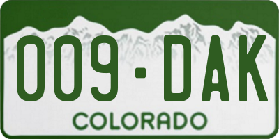 CO license plate 009DAK