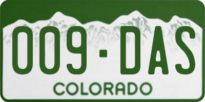 CO license plate 009DAS