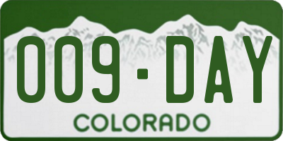 CO license plate 009DAY