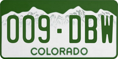 CO license plate 009DBW