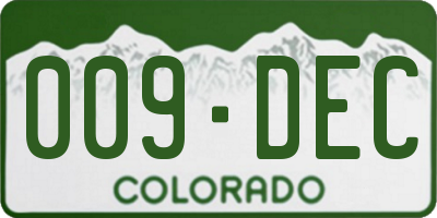 CO license plate 009DEC