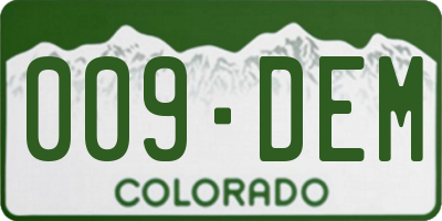 CO license plate 009DEM