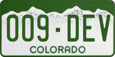 CO license plate 009DEV