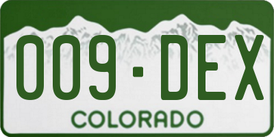 CO license plate 009DEX