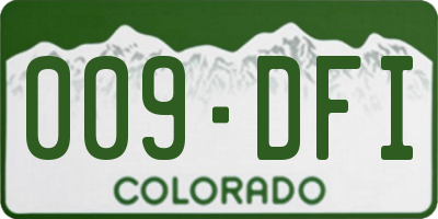 CO license plate 009DFI