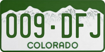 CO license plate 009DFJ
