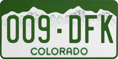 CO license plate 009DFK