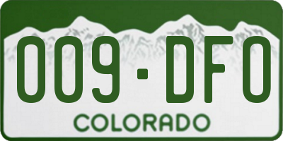 CO license plate 009DFO