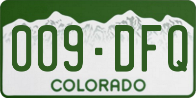 CO license plate 009DFQ