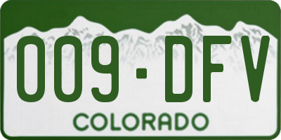 CO license plate 009DFV