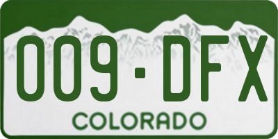 CO license plate 009DFX
