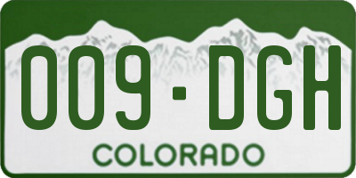 CO license plate 009DGH