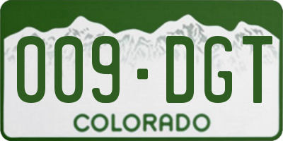 CO license plate 009DGT