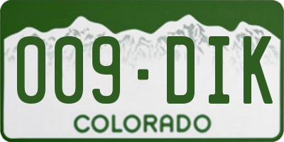 CO license plate 009DIK