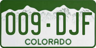 CO license plate 009DJF