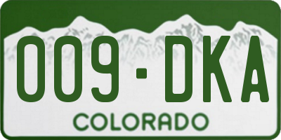 CO license plate 009DKA