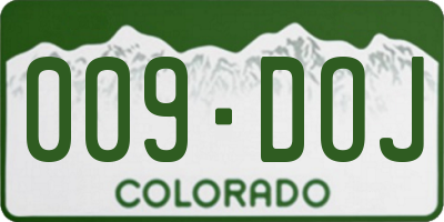 CO license plate 009DOJ