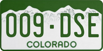 CO license plate 009DSE