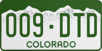 CO license plate 009DTD