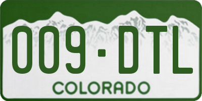 CO license plate 009DTL