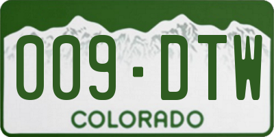 CO license plate 009DTW