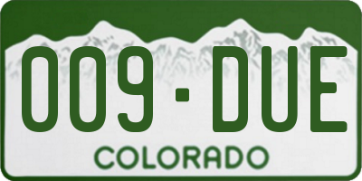 CO license plate 009DUE