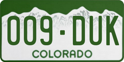 CO license plate 009DUK