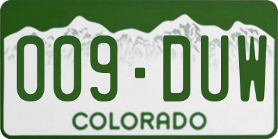 CO license plate 009DUW