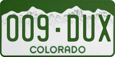 CO license plate 009DUX