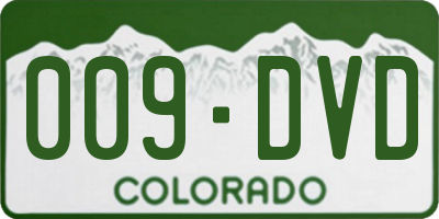 CO license plate 009DVD