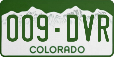 CO license plate 009DVR