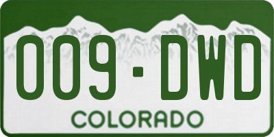 CO license plate 009DWD