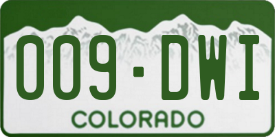 CO license plate 009DWI