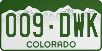 CO license plate 009DWK