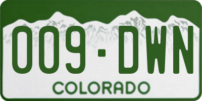 CO license plate 009DWN