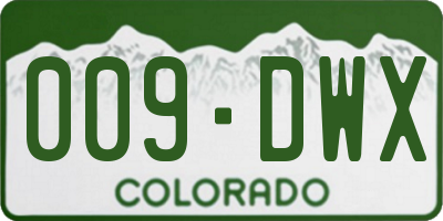 CO license plate 009DWX