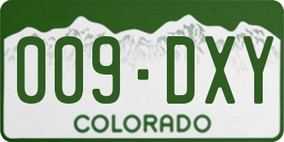 CO license plate 009DXY