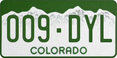 CO license plate 009DYL