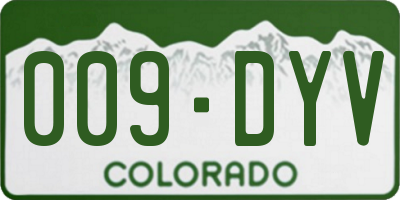 CO license plate 009DYV
