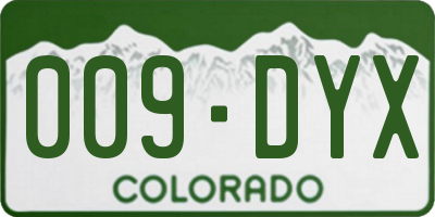 CO license plate 009DYX