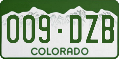 CO license plate 009DZB