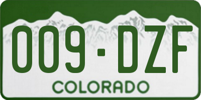 CO license plate 009DZF