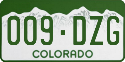 CO license plate 009DZG