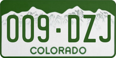 CO license plate 009DZJ