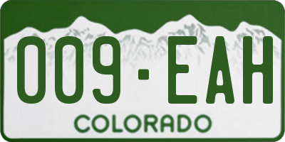 CO license plate 009EAH