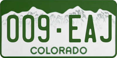 CO license plate 009EAJ