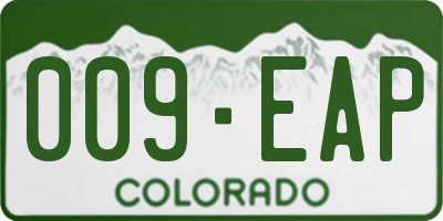 CO license plate 009EAP