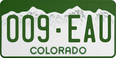 CO license plate 009EAU
